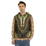 Orange And Black African Dashiki Print Men's Velvet Pullover Hoodie
