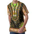 Orange And Black African Dashiki Print Men's Velvet T-Shirt