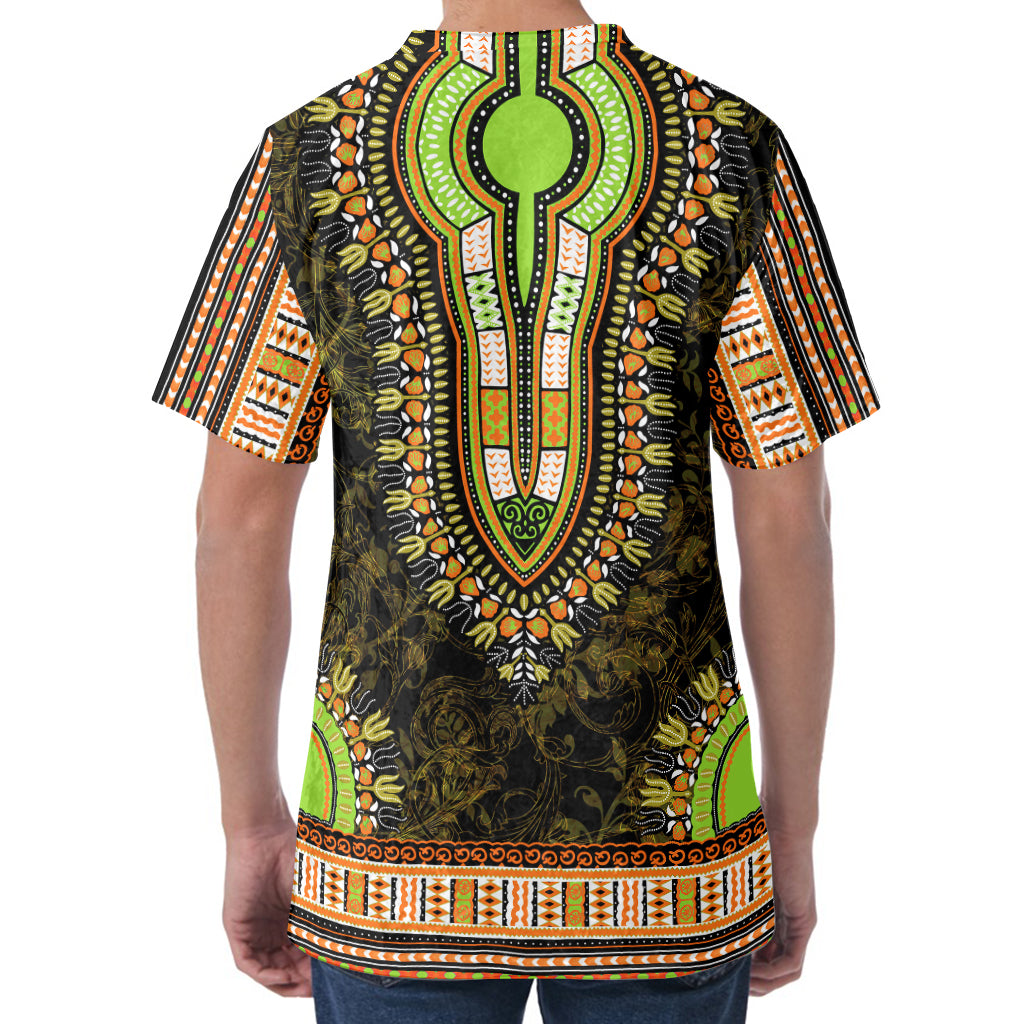 Orange And Black African Dashiki Print Men's Velvet T-Shirt