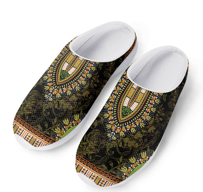 Orange And Black African Dashiki Print Mesh Casual Shoes