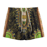 Orange And Black African Dashiki Print Mesh Shorts
