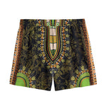 Orange And Black African Dashiki Print Mesh Shorts