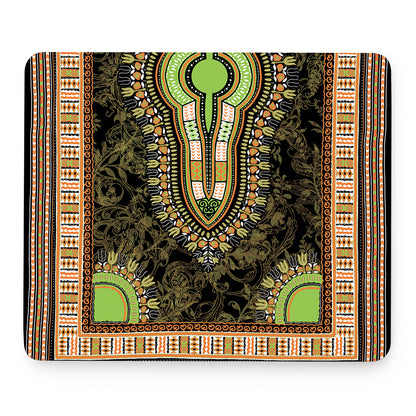 Orange And Black African Dashiki Print Mouse Pad