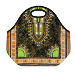 Orange And Black African Dashiki Print Neoprene Lunch Bag