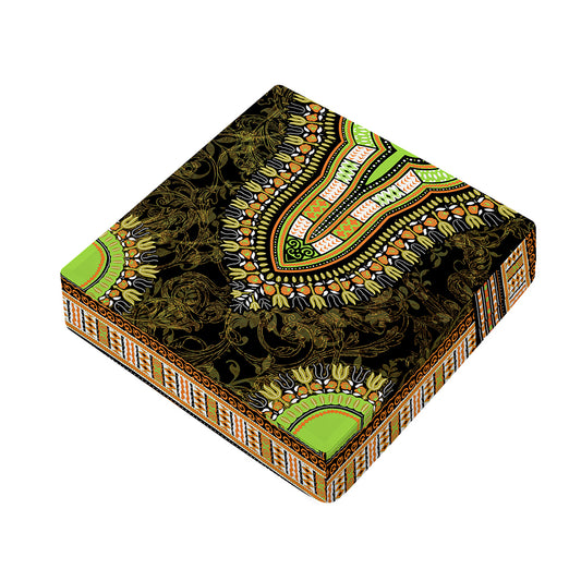 Orange And Black African Dashiki Print Outdoor Seat Cushion Cover