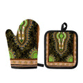 Orange And Black African Dashiki Print Oven Mitt And Pot Holder Set