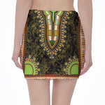 Orange And Black African Dashiki Print Pencil Mini Skirt
