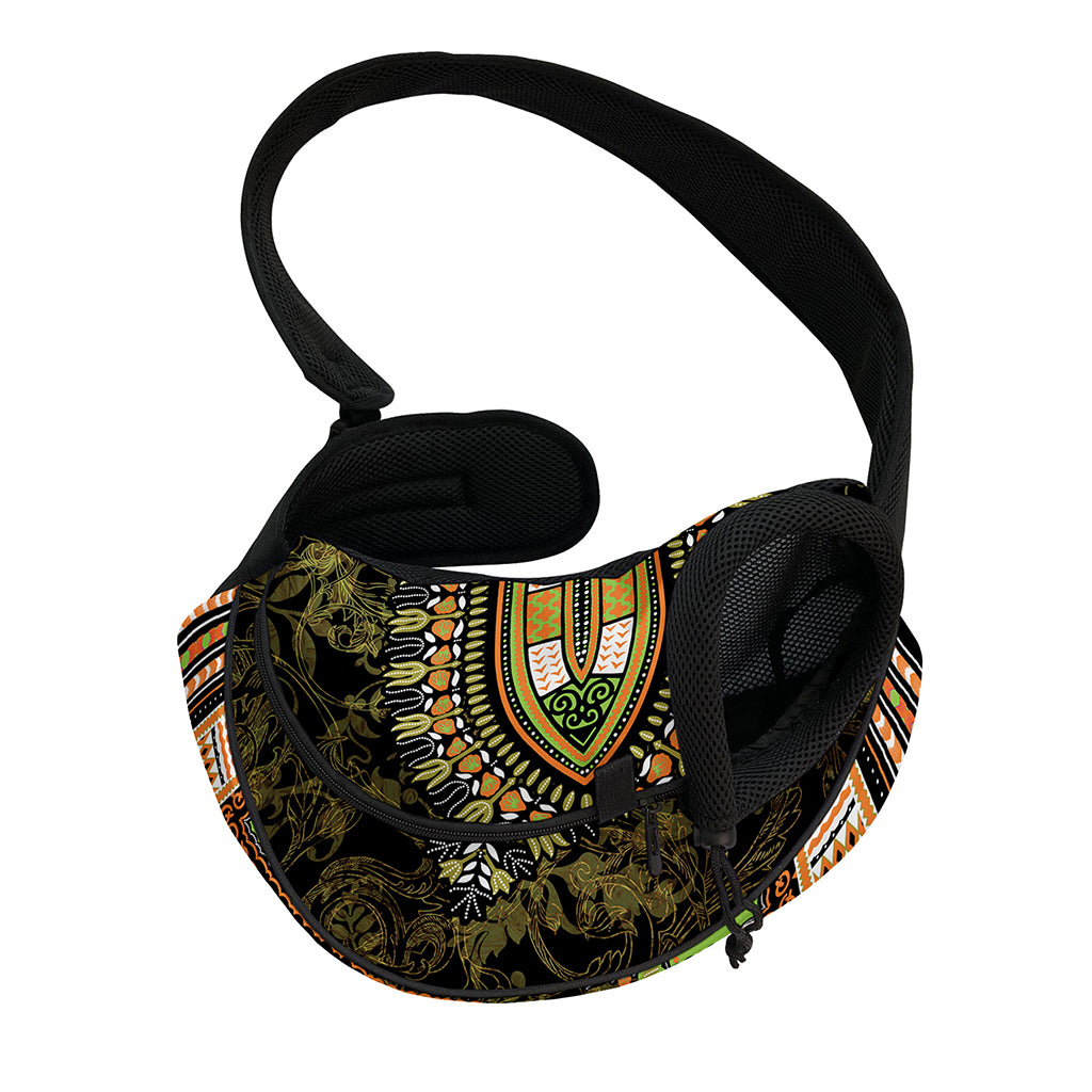 Orange And Black African Dashiki Print Pet Sling Carrier
