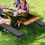 Orange And Black African Dashiki Print Picnic Table Cover