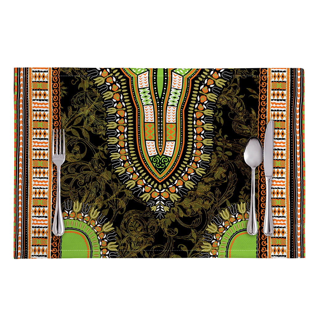 Orange And Black African Dashiki Print Placemat