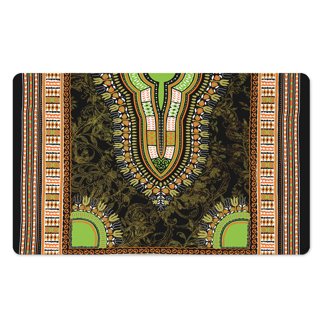 Orange And Black African Dashiki Print Polyester Doormat