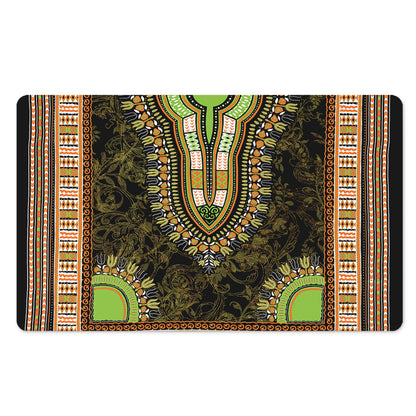 Orange And Black African Dashiki Print Polyester Doormat