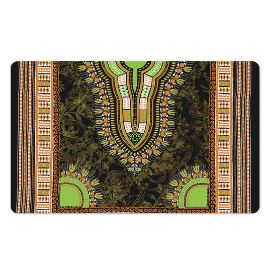 Orange And Black African Dashiki Print Polyester Doormat