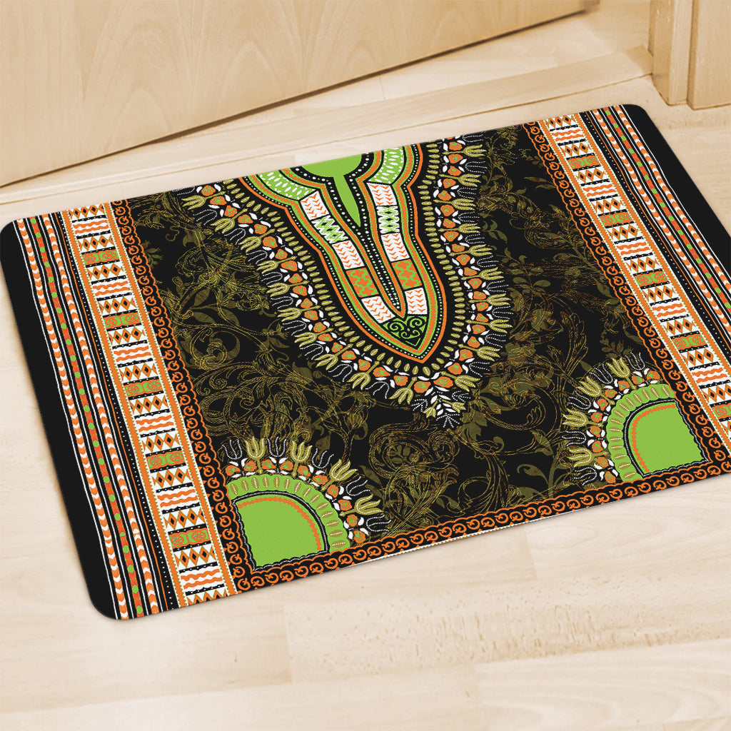 Orange And Black African Dashiki Print Polyester Doormat