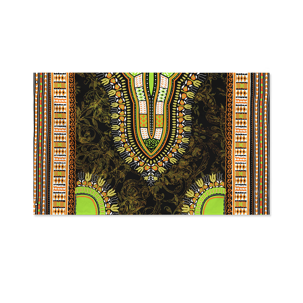 Orange And Black African Dashiki Print Polyester Flag
