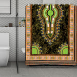 Orange And Black African Dashiki Print Polyester Shower Curtain