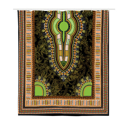 Orange And Black African Dashiki Print Polyester Shower Curtain