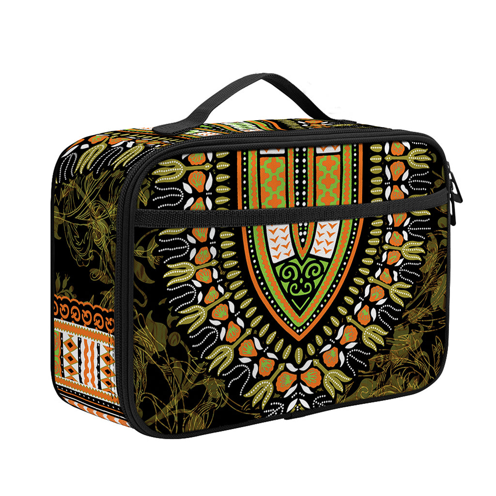 Orange And Black African Dashiki Print Portable Lunch Bag