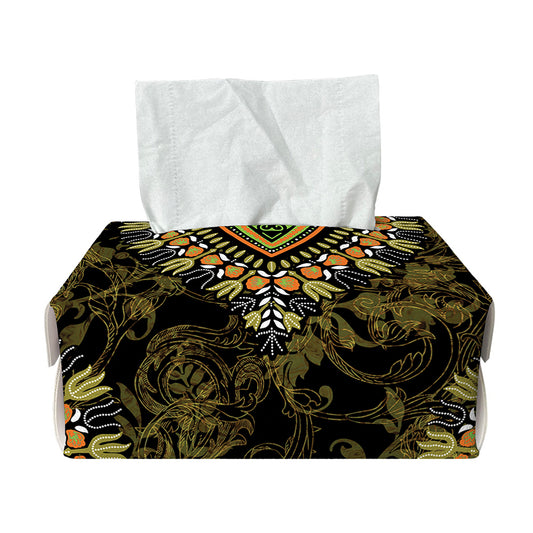 Orange And Black African Dashiki Print Rectangle Tissue Box Cover