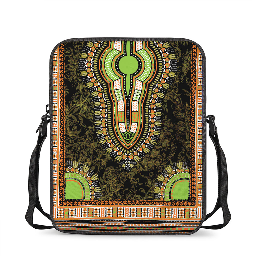 Orange And Black African Dashiki Print Rectangular Crossbody Bag
