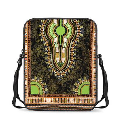 Orange And Black African Dashiki Print Rectangular Crossbody Bag