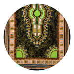 Orange And Black African Dashiki Print Round Blanket