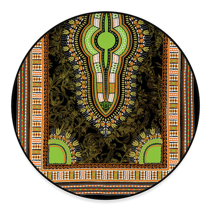 Orange And Black African Dashiki Print Round Floor Mat