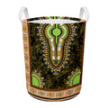 Orange And Black African Dashiki Print Round Laundry Basket