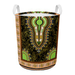 Orange And Black African Dashiki Print Round Laundry Basket