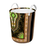 Orange And Black African Dashiki Print Round Laundry Basket