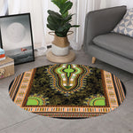 Orange And Black African Dashiki Print Round Rug