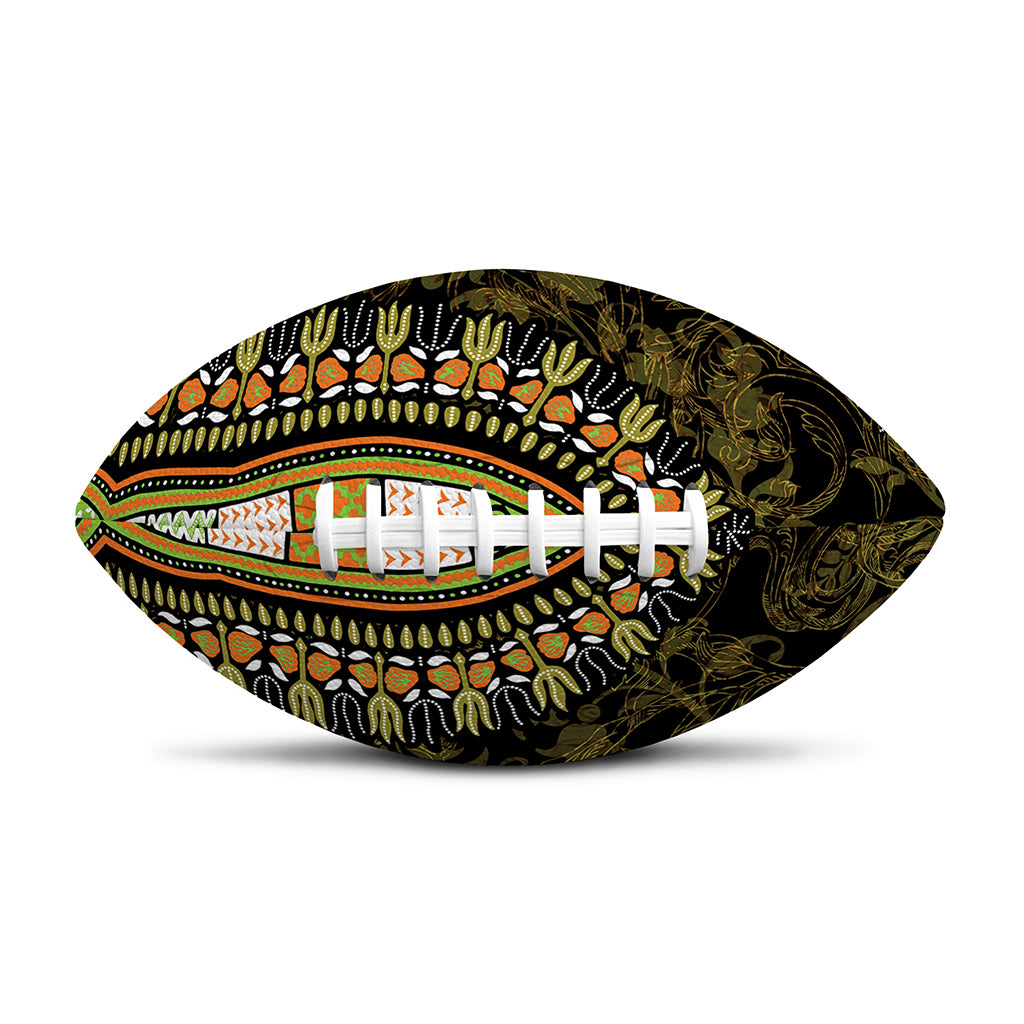 Orange And Black African Dashiki Print Rugby Ball