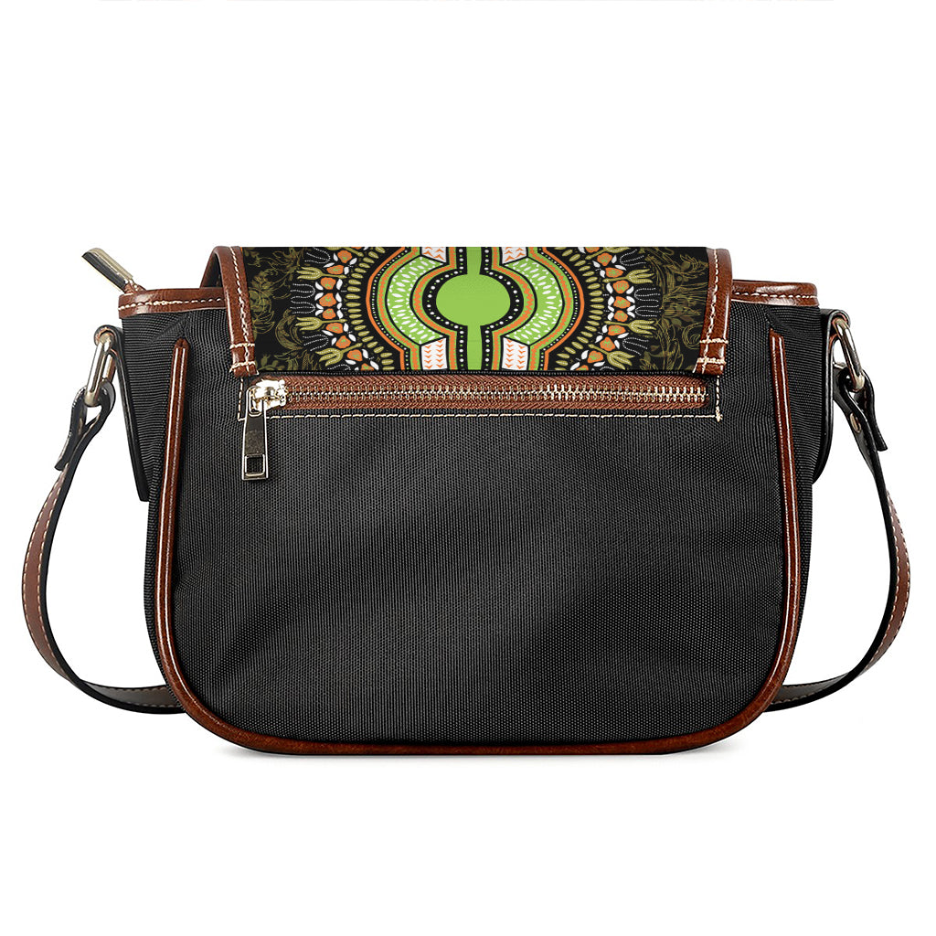Orange And Black African Dashiki Print Saddle Bag