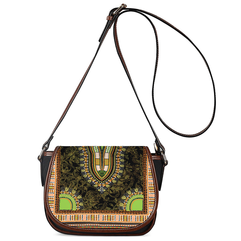 Orange And Black African Dashiki Print Saddle Bag