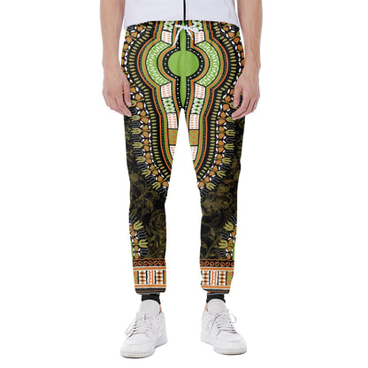 Orange And Black African Dashiki Print Scuba Joggers