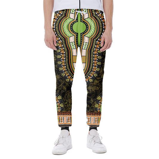 Orange And Black African Dashiki Print Scuba Joggers