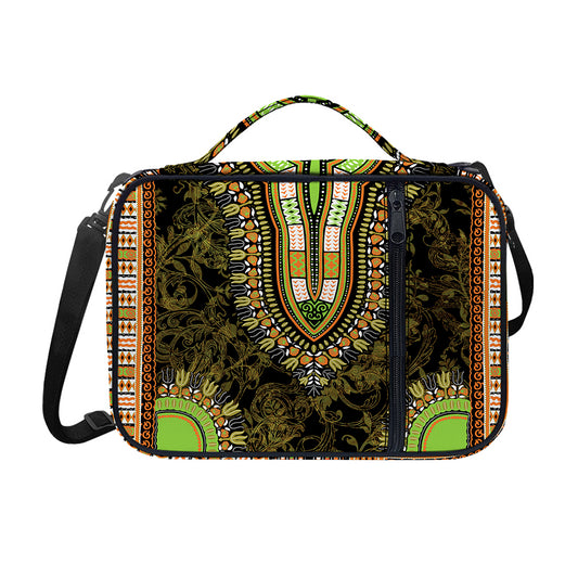 Orange And Black African Dashiki Print Shoulder Strap Bible Bag