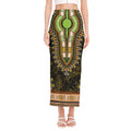 Orange And Black African Dashiki Print Side Slit Maxi Skirt