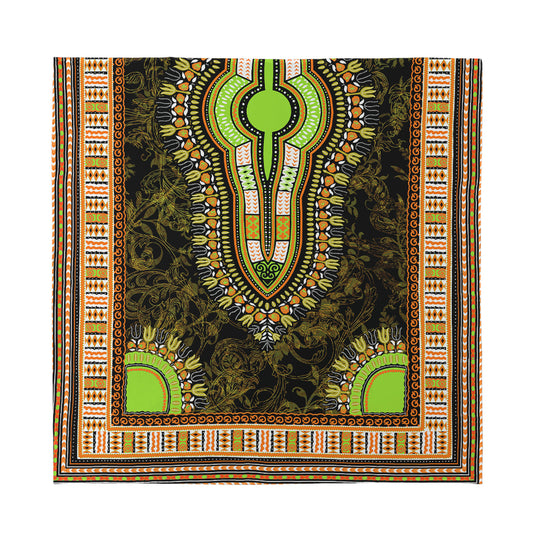 Orange And Black African Dashiki Print Silk Bandana