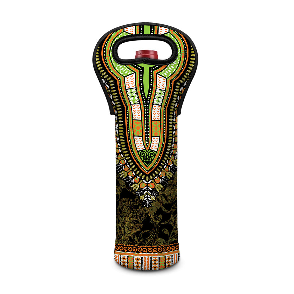 Orange And Black African Dashiki Print Single Neoprene Wine Tote
