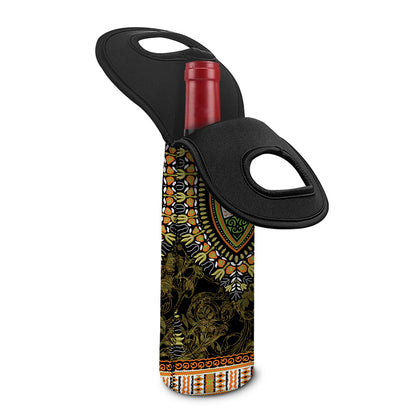 Orange And Black African Dashiki Print Single Neoprene Wine Tote
