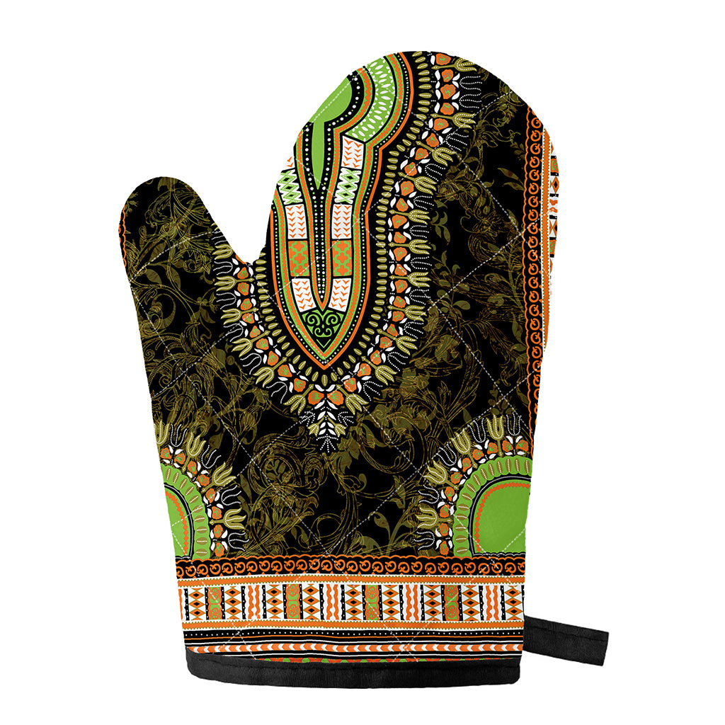 Orange And Black African Dashiki Print Single Oven Mitt