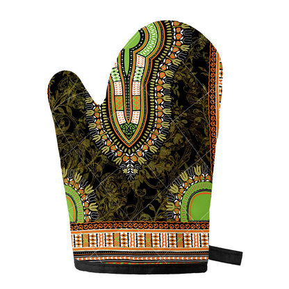 Orange And Black African Dashiki Print Single Oven Mitt