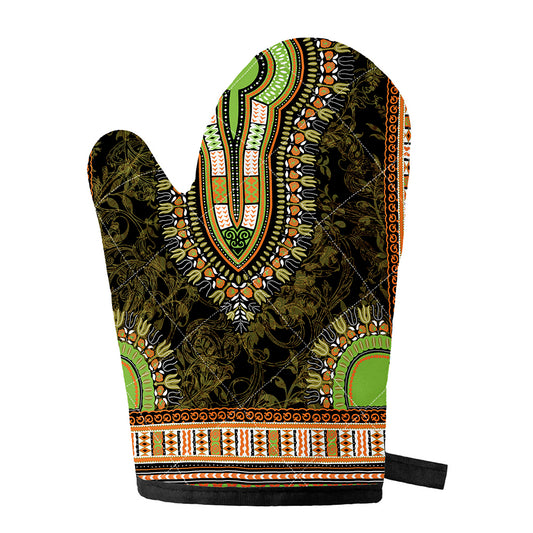 Orange And Black African Dashiki Print Single Oven Mitt