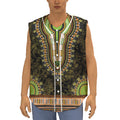 Orange And Black African Dashiki Print Sleeveless Baseball Jersey