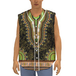 Orange And Black African Dashiki Print Sleeveless Baseball Jersey