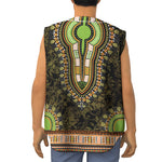Orange And Black African Dashiki Print Sleeveless Baseball Jersey