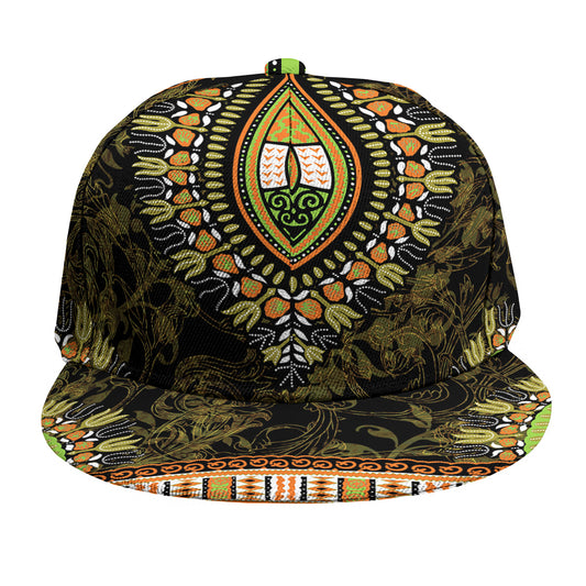 Orange And Black African Dashiki Print Snapback Cap