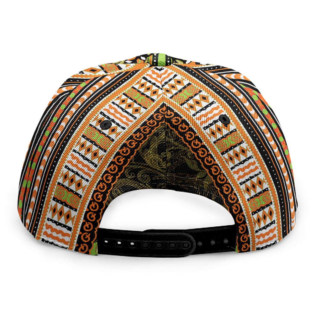 Orange And Black African Dashiki Print Snapback Cap