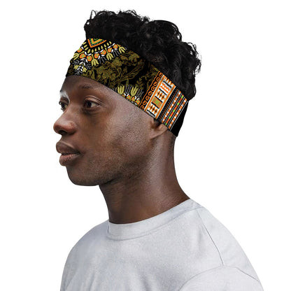 Orange And Black African Dashiki Print Sports Headband